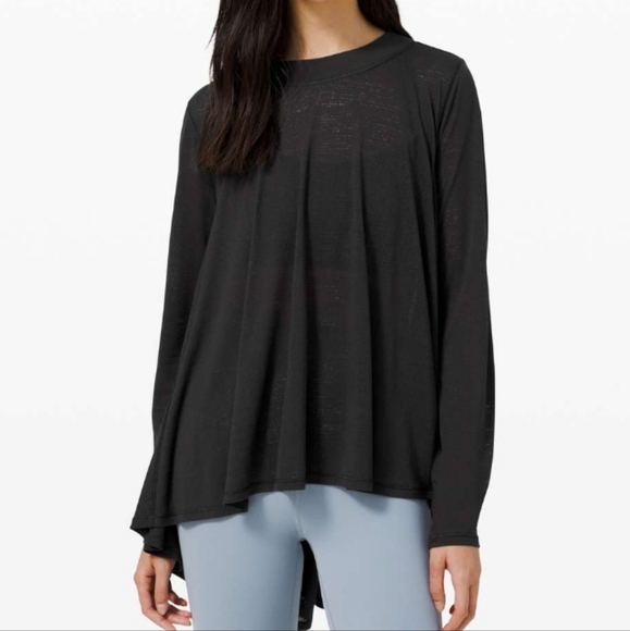 Lululemon Black Dare to Drape Tunic Ribbed Long Sleeve High Low Top XS - Picture 1 of 11